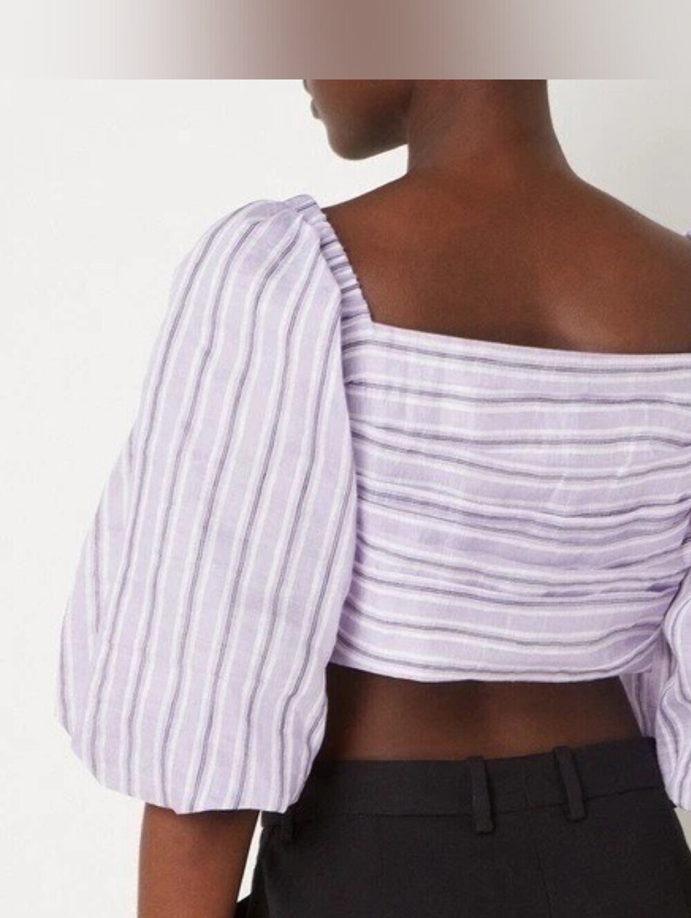 Sandro Blonvilla Puff Sleeve Linen Blend Crop Top size 8(3) BNWT